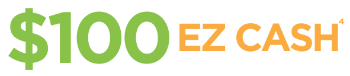 100 dollars EZ cash banner.
